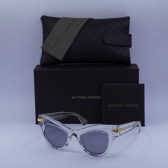 Bottega Veneta BV1004S 002 Sunglasses Transparent Cat Eye Frame, Grey Lenses - Picture 11 of 11